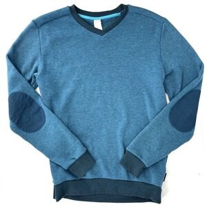 Decathlon Quechua Sweater‎ Mens Small Hiking Sweatshirt V Neck Elbow Patches